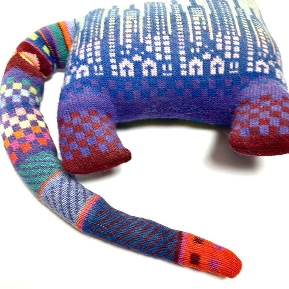 Pair of Vintage 1986 Handloomed Stuffed Cat Shaped Wool Pillows New Excellent - Picture 9 of 15